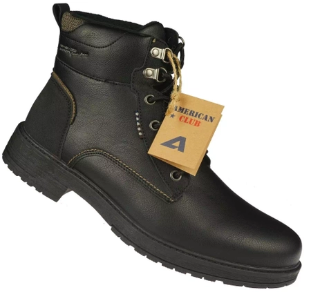 Zimowe buty męskie American Club MRH117/23BL czarne