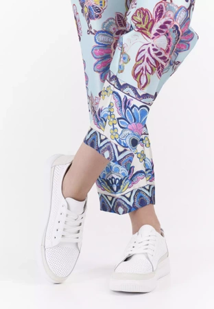 Skórzane buty sportowe damskie Sergio Leone DSP020BIBE białe