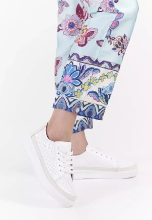 Skórzane buty sportowe damskie Sergio Leone DSP020BIBE białe