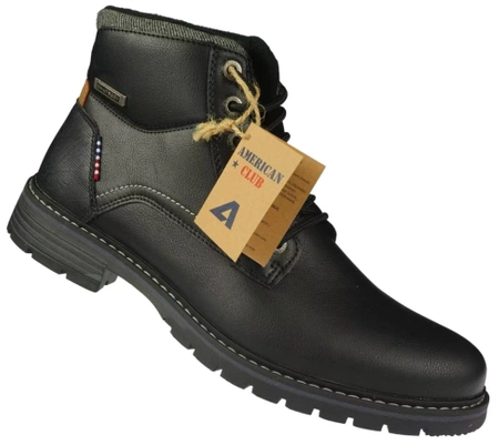 Zimowe buty męskie American Club MRH116/23BL czarne