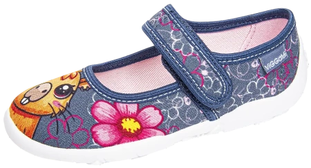 Tenisówki dziecięce Viggami Roxi granatowe kapcie dziewczęce z kapibarą