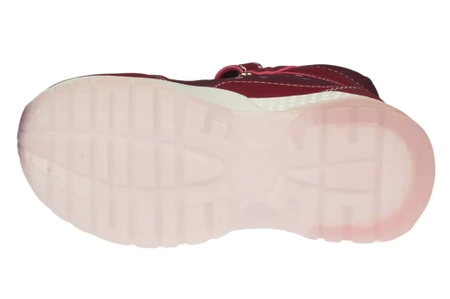 Dziecięce buty zimowe American Club z podeszwą LED BRL131/23DKRE bordowe