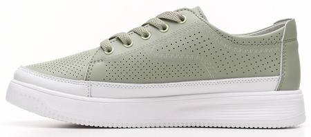 Skórzane buty sportowe damskie Sergio Leone DSP020ZI zielone