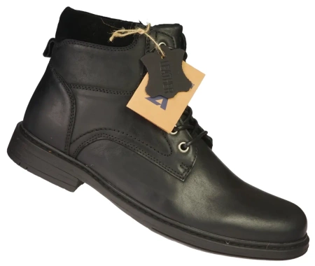 Eleganckie męskie skórzane buty zimowe American Club MCY167BL czarne