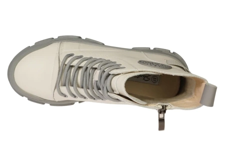 Damskie botki trapery przejściowe / zimowe Skotnicki DB-3-1502WHGY białe