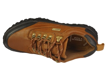 Męskie obuwie przejściowe skórzane American Club MCY171BR brązowe