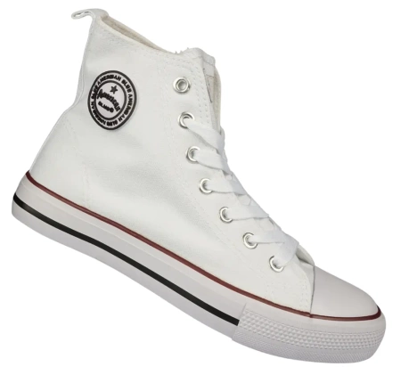 Wysokie tenisówki młodzieżowe American DLH-18-9120-15WH białe