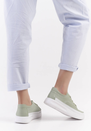 Skórzane buty sportowe damskie Sergio Leone DSP020ZI zielone