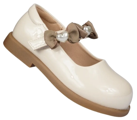 Półbuty dziewczęce lakierki baleriny dziecięce Apawwa AN615BE beżowe