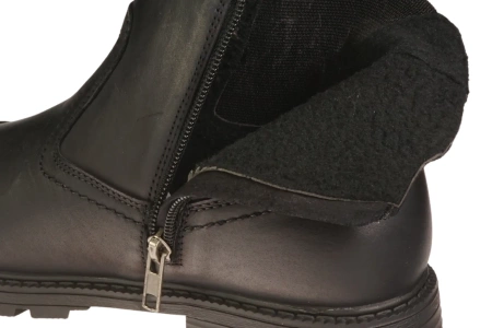 Eleganckie męskie skórzane buty zimowe American Club MCY131BL czarne