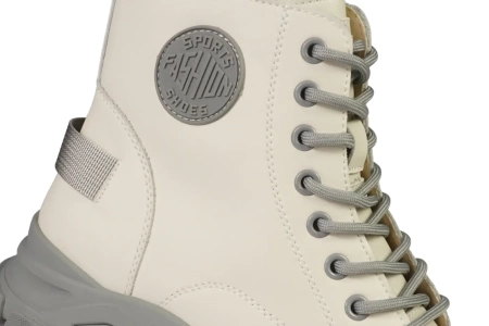 Damskie botki trapery przejściowe / zimowe Skotnicki DB-3-1502WHGY białe