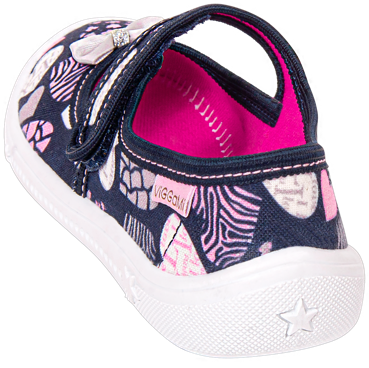 Tenisówki dziecięce Viggami DOROTA granatowe kapcie dziewczęce na rzep