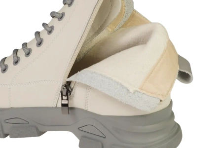 Damskie botki trapery przejściowe / zimowe Skotnicki DB-3-1502WHGY białe