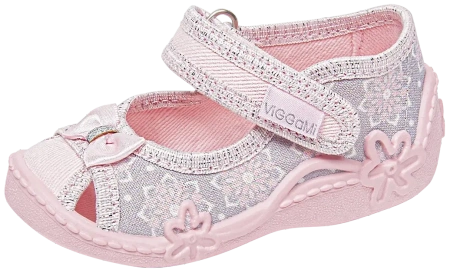 Tenisówki dziecięce Viggami kapcie dziewczęce na rzep Ewelinka różowe