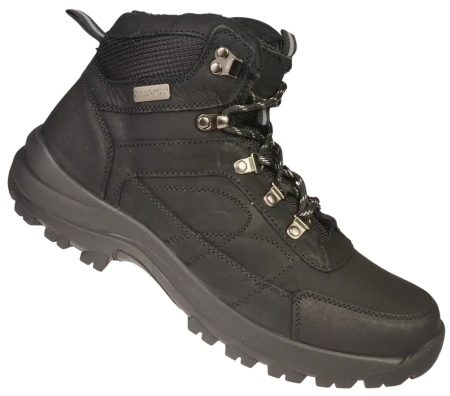 Zimowe skórzane buty męskie American Club MCY58BL czarne