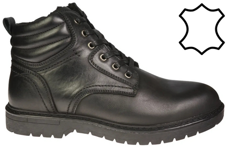 Eleganckie męskie skórzane buty zimowe American Club MCY122BL czarne