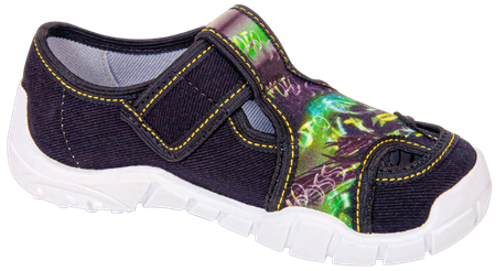 Tenisówki dziecięce Viggami ADAŚ MOTOR czarne kacie chłopięce na rzep