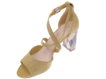 Eleganckie sandały damskie Sergio Leone DSK865ZOMI musztardowe