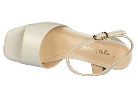 Eleganckie Sandały damskie Sergio Leone DSK327PE perłowe