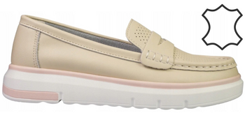 Skórzane mokasyny damskie Skotnicki DP-3-Y92BE beżowe