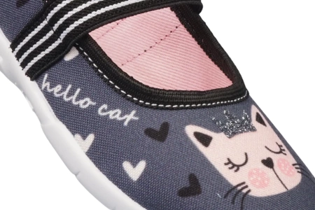 Tenisówki dziecięce Viggami Felicja szare kapcie dziewczęce wsuwane