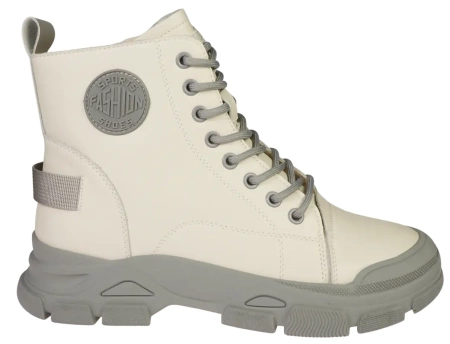 Damskie botki trapery przejściowe / zimowe Skotnicki DB-3-1502WHGY białe