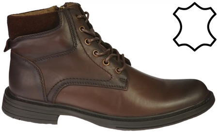 Eleganckie męskie skórzane buty zimowe American Club MCY167CO brązowe