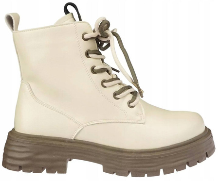 Damskie buty zimowe trapery Skotnicki DB-3-1335LBE beżowe