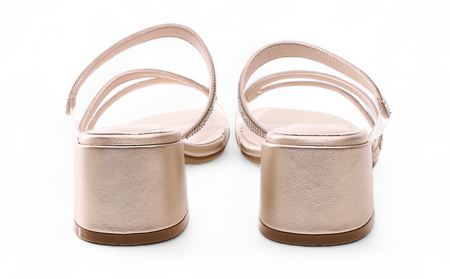 Eleganckie klapki damskie na obcasie Sergio Leone DSK044ZL Złoty