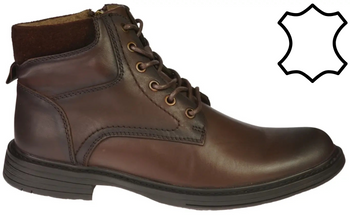 Eleganckie męskie skórzane buty zimowe American Club MCY167CO brązowe