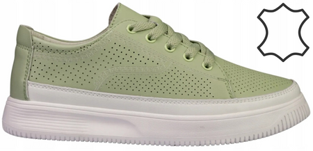 Skórzane buty sportowe damskie Sergio Leone DSP020ZI zielone