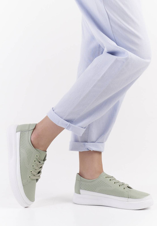 Skórzane buty sportowe damskie Sergio Leone DSP020ZI zielone