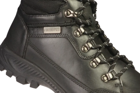 Zimowe skórzane buty męskie American Club MCY129BL czarne