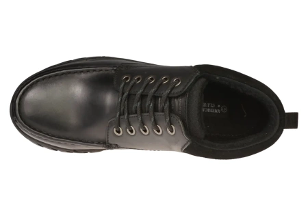 Zimowe skórzane trzewiki męskie American Club MCY128BL czarne