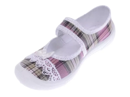 Tenisówki dziecięce Viggami Helenka Koronka kapcie dziewczęce na rzep