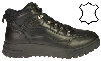 Zimowe skórzane buty męskie American Club MCY163BL czarne