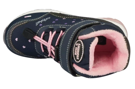 Dziecięce buty zimowe American Club z podeszwą LED BRL131/23 granatowe