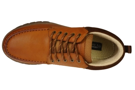 Zimowe skórzane trzewiki męskie American Club MCY128BR brązowe