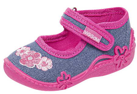 Tenisówki dziecięce Viggami MISIA granatowe kapcie dziewczęce na rzep