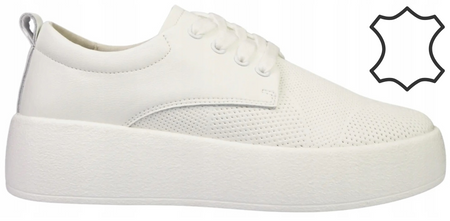 Skórzane buty sportowe damskie Ladie's Style D2309S-2WH białe