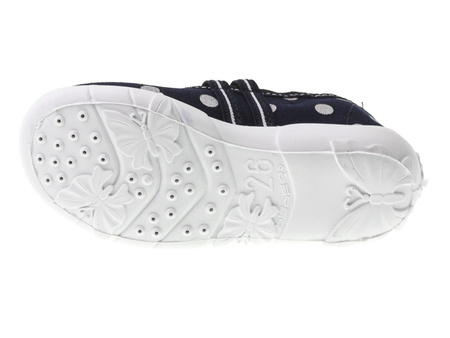 Tenisówki dziecięce Viggami Iwona granatowe kapcie dziewczęce wsuwane