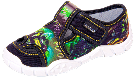 Tenisówki dziecięce Viggami ADAŚ MOTOR czarne kacie chłopięce na rzep