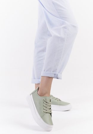 Skórzane buty sportowe damskie Sergio Leone DSP020ZI zielone