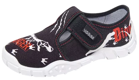 Tenisówki dziecięce Viggami KOSTEK czarne kapcie chłopięce na rzep