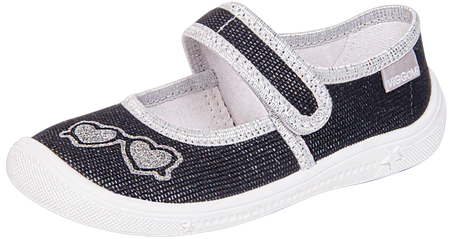 Tenisówki dziecięce Viggami KRYSIA czarne kapcie dziewczęce na rzep