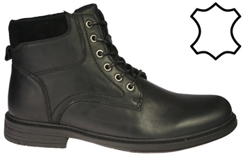 Eleganckie męskie skórzane buty zimowe American Club MCY167BL czarne