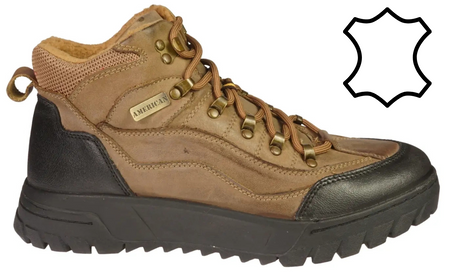 Zimowe skórzane buty męskie American Club MCY163BE beżowe