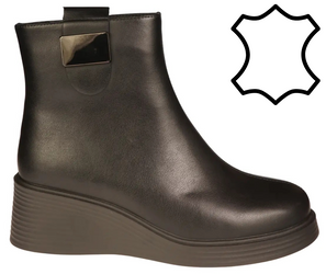 Damskie botki zimowe ze skóry naturalnej Skotnicki DB-3-1503BL czarne