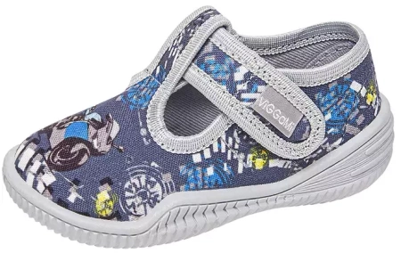 Tenisówki dziecięce Viggami Alan Druk szare kapcie chłopięce na rzep