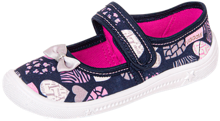 Tenisówki dziecięce Viggami DOROTA granatowe kapcie dziewczęce na rzep